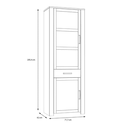 Bohol Narrow Display Cabinet with LED Lights in Grey Riviera Oak