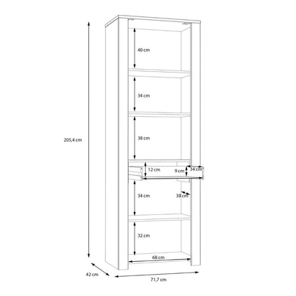 Bohol Narrow Display Cabinet with LED Lights in Grey Riviera Oak