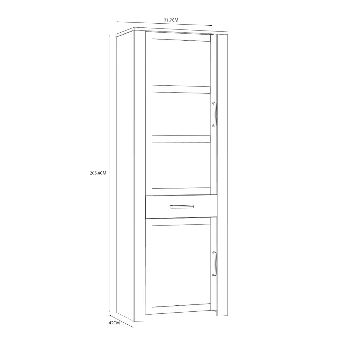 Bohol Narrow Display Cabinet with LED Lights in White Riviera Oak