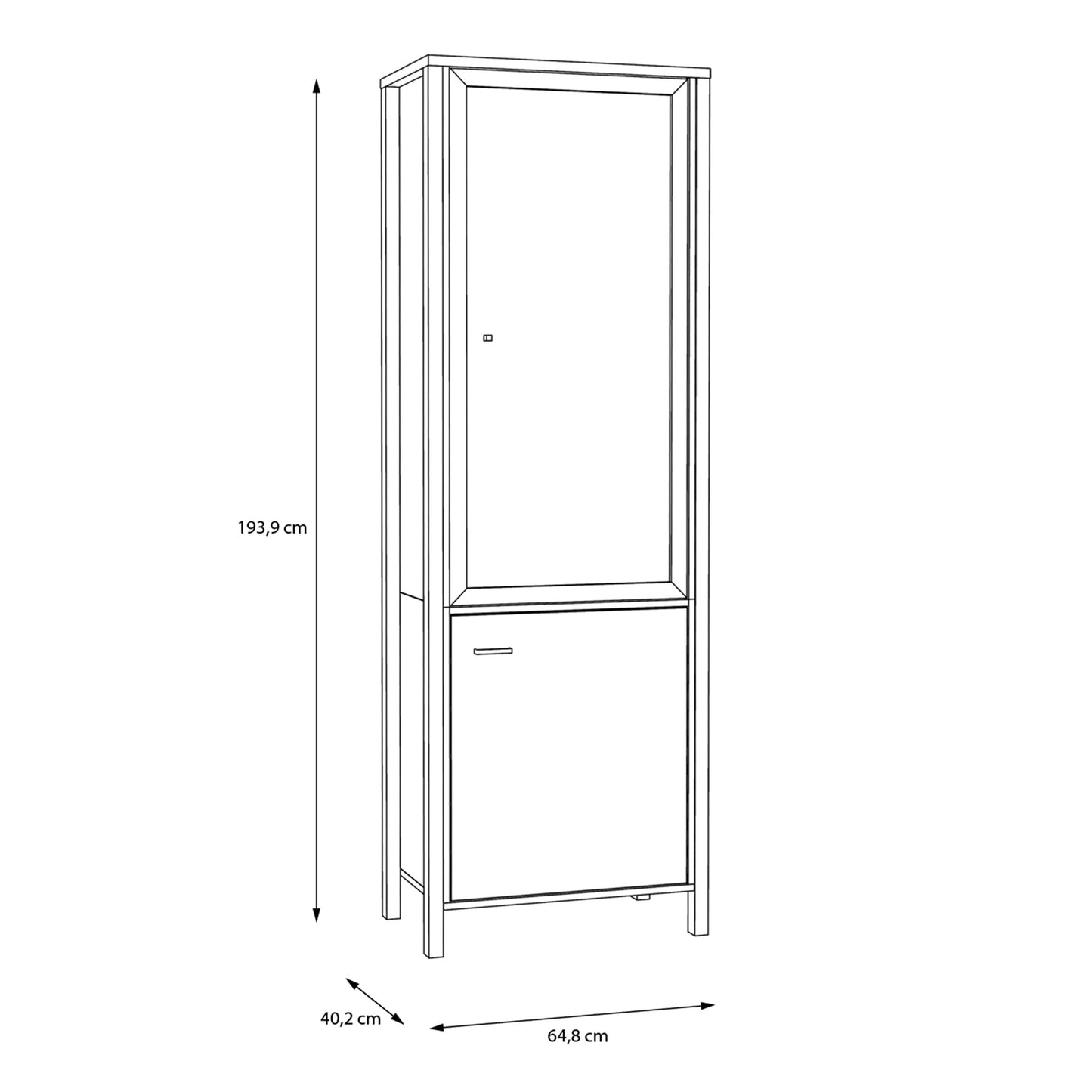 High Rock Wide Display Cabinet in Matt Black/Riviera Oak