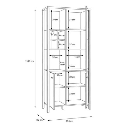 High Rock Display Cabinet in Matt Black/Riviera Oak