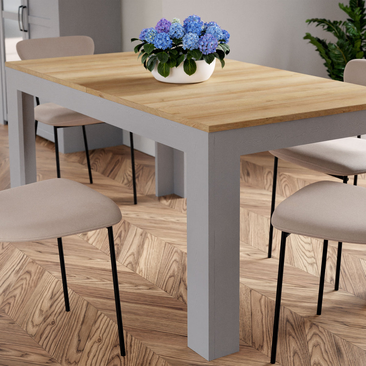 Bohol Extending Dining Table 160 to 207cm in Grey and Oak