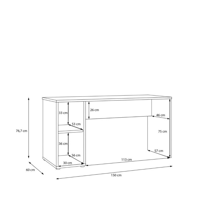 Alice Springs Desk with Open Shelf Storage in Sand
