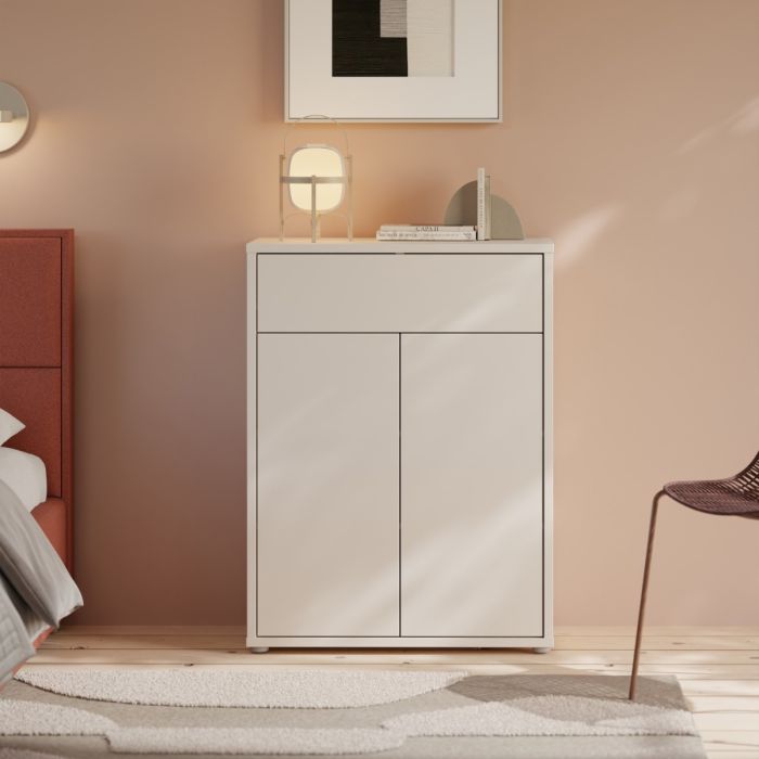 Alice Springs Shoe Cabinet with 2 Doors Push-to-Open & 1 Drawer Push-to-Open in Sand
