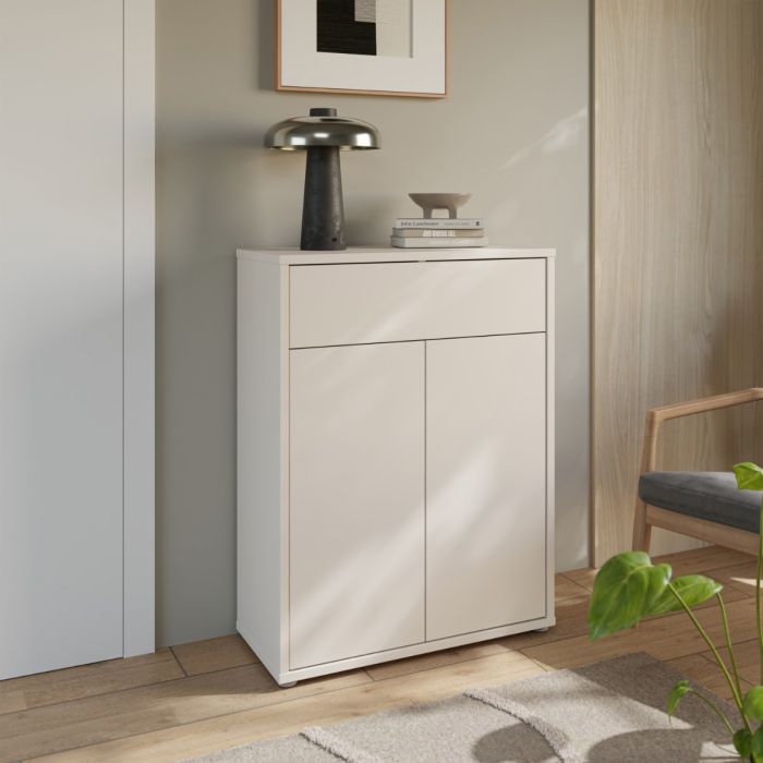 Alice Springs Shoe Cabinet with 2 Doors Push-to-Open & 1 Drawer Push-to-Open in Sand