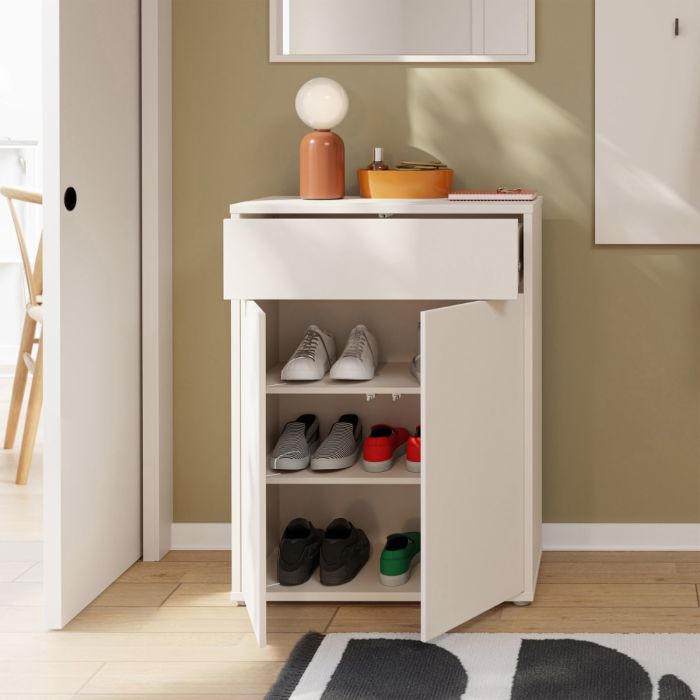 Alice Springs Shoe Cabinet with 2 Doors Push-to-Open & 1 Drawer Push-to-Open in Sand