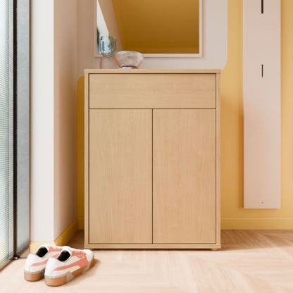 Alice Springs Shoe Cabinet with 2 Doors Push-to-Open & 1 Drawer Push-to-Open in Elegancia Oak