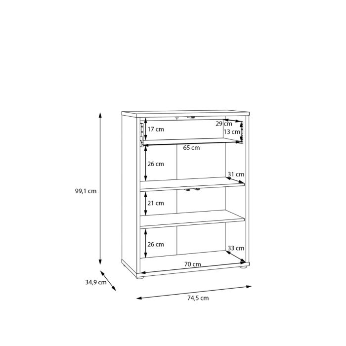 Alice Springs Shoe Cabinet with 2 Doors Push-to-Open & 1 Drawer Push-to-Open in Light Grey