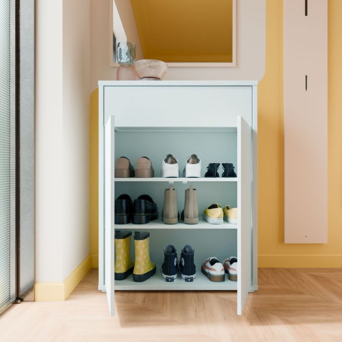 Alice Springs Shoe Cabinet with 2 Doors Push-to-Open & 1 Drawer Push-to-Open in Light Grey