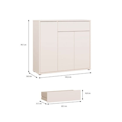 Alice Springs Shoe Cabinet with 3 Doors Push-to-Open & 1 Drawer Push-to-Open in Sand