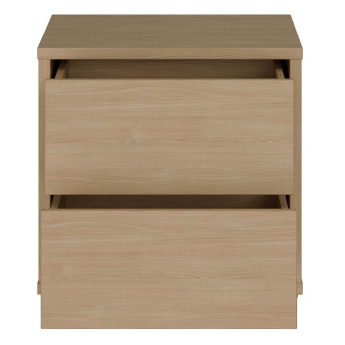 Alice Springs Low Bedside Cabinet with 2 Drawers Push-to-Open in Elegancia Oak