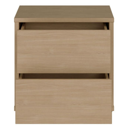 Alice Springs Low Bedside Cabinet with 2 Drawers Push-to-Open in Elegancia Oak