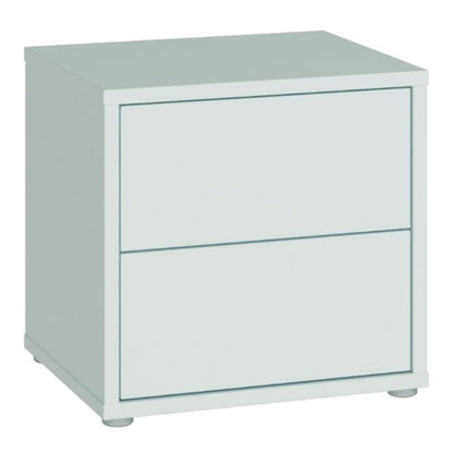 Alice Springs Low Bedside Cabinet with 2 Drawers Push-to-Open in Light Grey