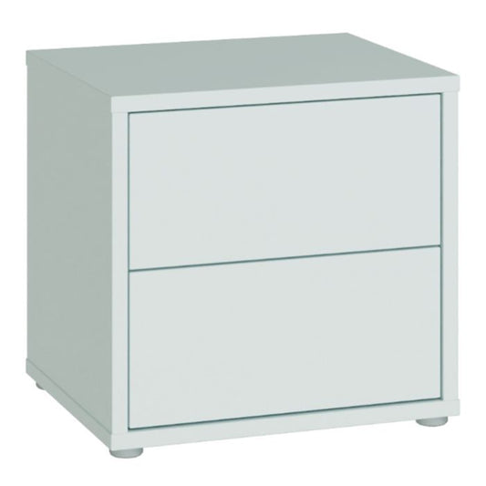Alice Springs Low Bedside Cabinet with 2 Drawers Push-to-Open in Light Grey
