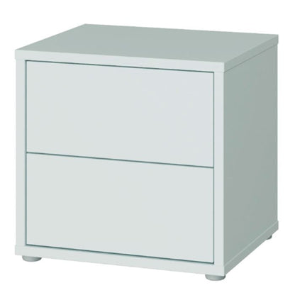 Alice Springs Low Bedside Cabinet with 2 Drawers Push-to-Open in Light Grey