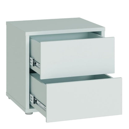 Alice Springs Low Bedside Cabinet with 2 Drawers Push-to-Open in Light Grey