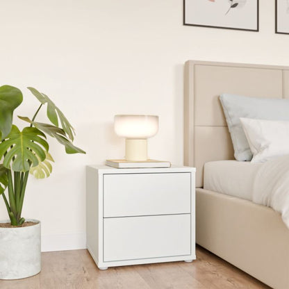Alice Springs Low Bedside Cabinet with 2 Drawers Push-to-Open in Light Grey