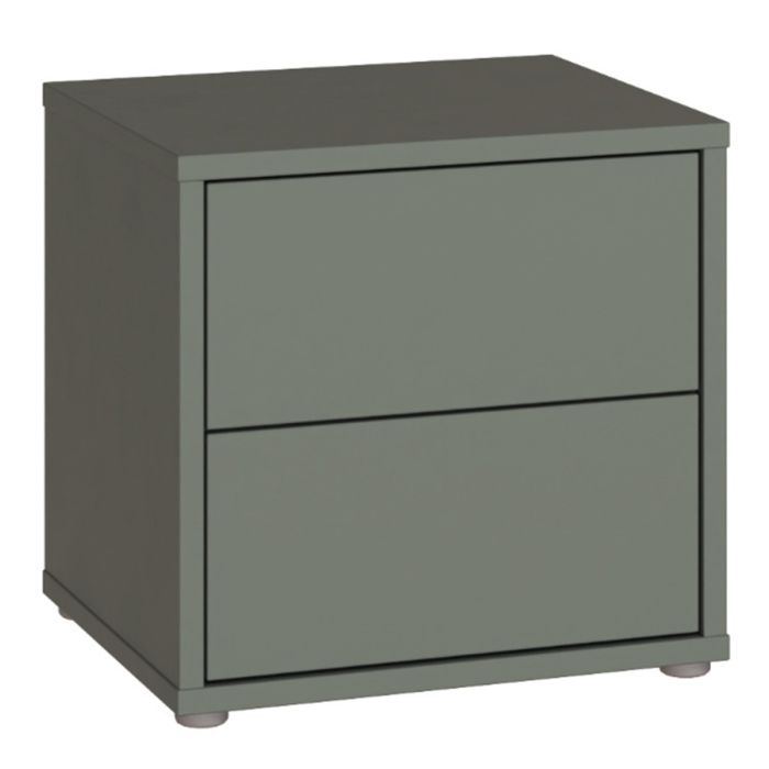 Alice Springs Low Bedside Cabinet with 2 Drawers Push-to-Open in Sage Green
