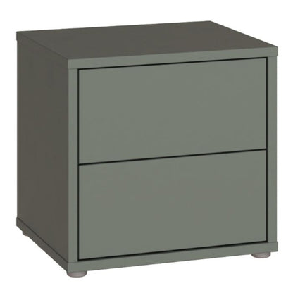 Alice Springs Low Bedside Cabinet with 2 Drawers Push-to-Open in Sage Green