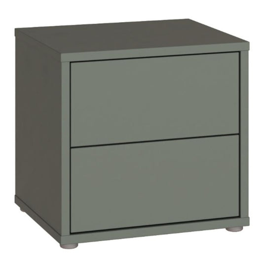 Alice Springs Low Bedside Cabinet with 2 Drawers Push-to-Open in Sage Green
