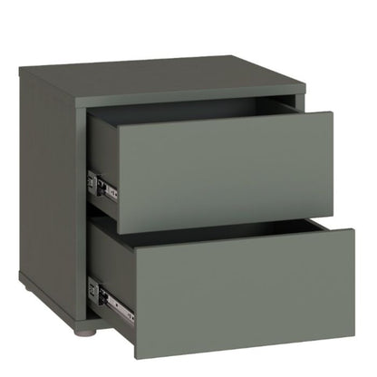 Alice Springs Low Bedside Cabinet with 2 Drawers Push-to-Open in Sage Green