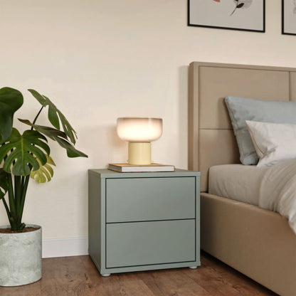 Alice Springs Low Bedside Cabinet with 2 Drawers Push-to-Open in Sage Green