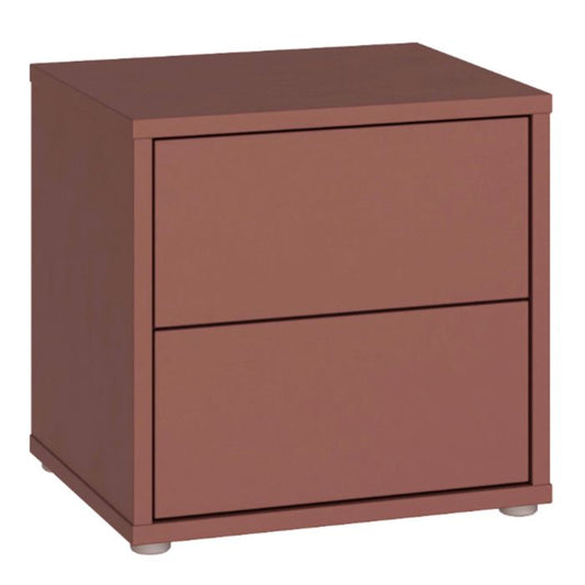 Alice Springs Low Bedside Cabinet with 2 Drawers Push-to-Open in Terracotta