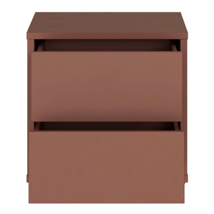 Alice Springs Low Bedside Cabinet with 2 Drawers Push-to-Open in Terracotta