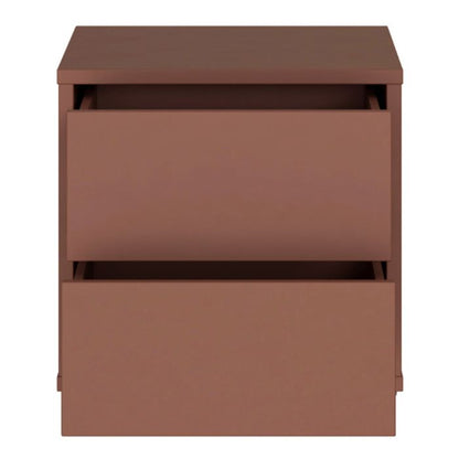 Alice Springs Low Bedside Cabinet with 2 Drawers Push-to-Open in Terracotta