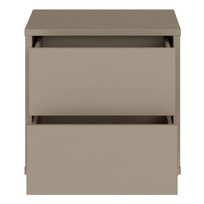 Alice Springs Low Bedside Cabinet with 2 Drawers Push-to-Open in Taupe
