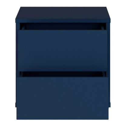 Alice Springs Low Bedside Cabinet with 2 Drawers Push-to-Open in Night Blue