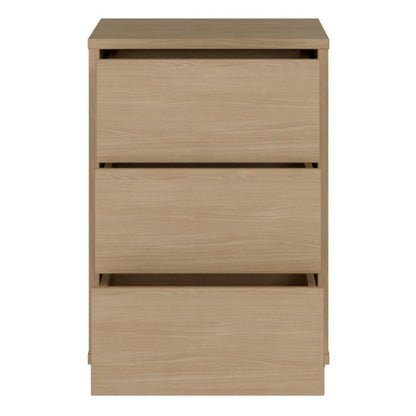 Alice Springs Bedside Cabinet with 3 Drawers Push-to-Open in Elegancia Oak