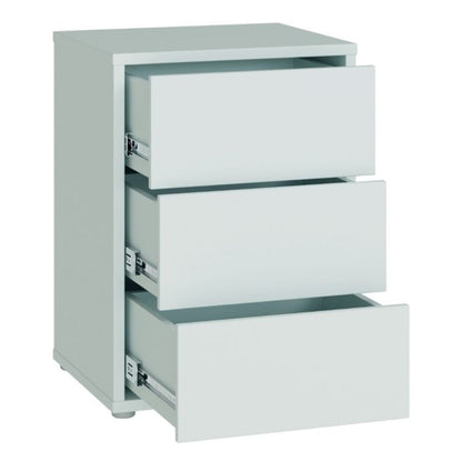 Alice Springs Bedside Cabinet with 3 Drawers Push-to-Open in Light Grey