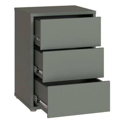 Alice Springs Bedside Cabinet with 3 Drawers Push-to-Open in Sage Green