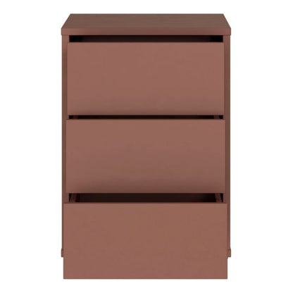 Alice Springs Bedside Cabinet with 3 Drawers Push-to-Open in Terracotta