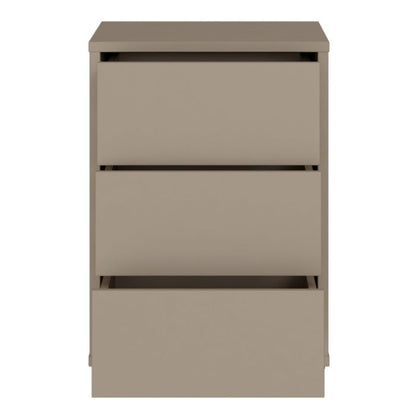 Alice Springs Bedside Cabinet with 3 Drawers Push-to-Open in Taupe
