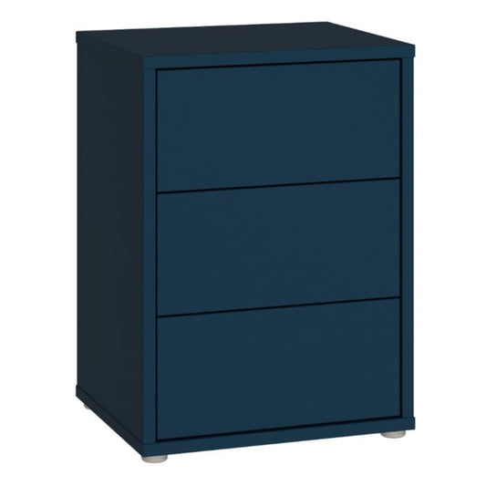 Alice Springs Bedside Cabinet with 3 Drawers Push-to-Open in Night Blue