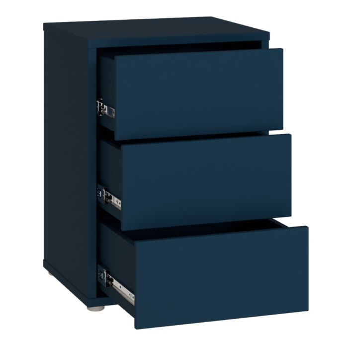 Alice Springs Bedside Cabinet with 3 Drawers Push-to-Open in Night Blue