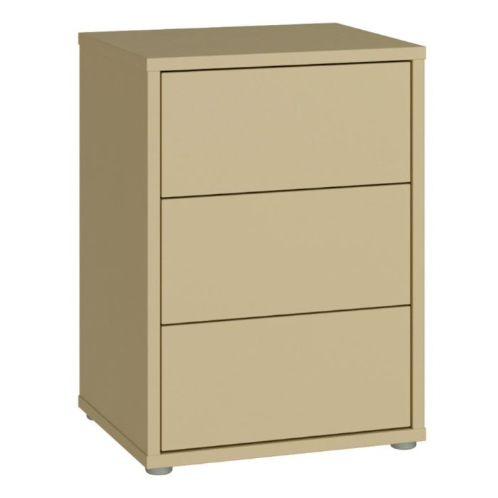 Alice Springs Bedside Cabinet with 3 Drawers Push-to-Open in Butter Yellow