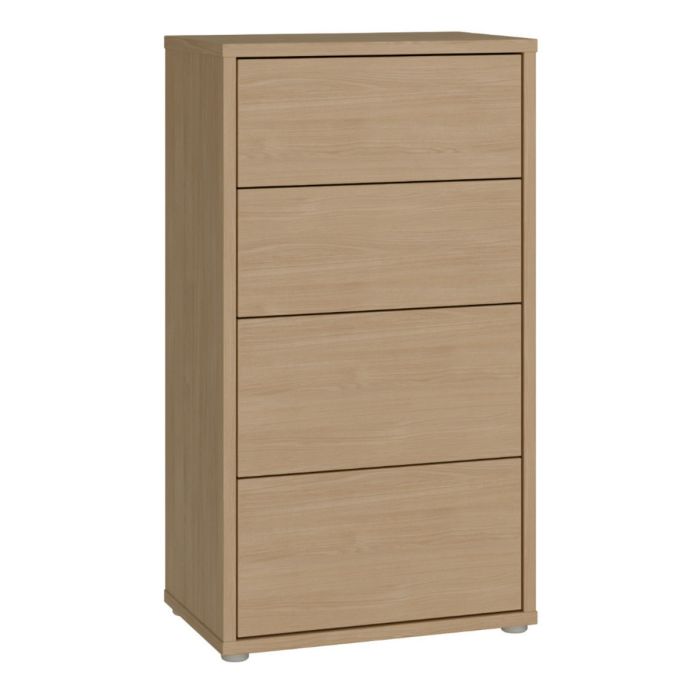 Alice Springs Tall 4 Drawer Chest with Push-to-Open Drawers in Elegancia Oak