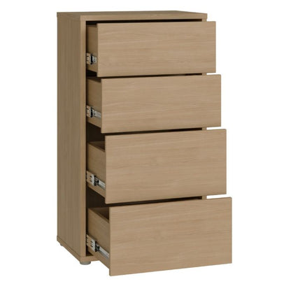 Alice Springs Tall 4 Drawer Chest with Push-to-Open Drawers in Elegancia Oak