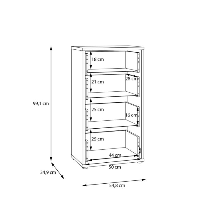 Alice Springs Tall 4 Drawer Chest with Push-to-Open Drawers in Elegancia Oak