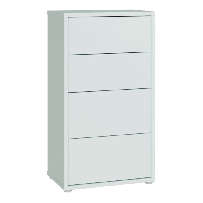 Alice Springs Tall 4 Drawer Chest with Push-to-Open Drawers in Light Grey
