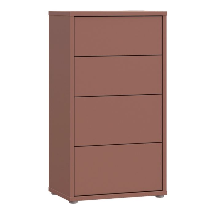 Alice Springs Tall 4 Drawer Chest with Push-to-Open Drawers in Terracotta
