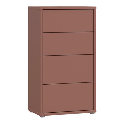 Alice Springs Tall 4 Drawer Chest with Push-to-Open Drawers in Terracotta