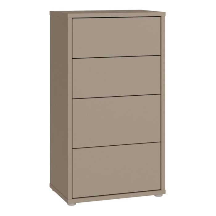 Alice Springs Tall 4 Drawer Chest with Push-to-Open Drawers in Taupe