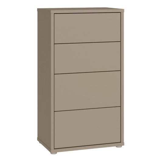 Alice Springs Tall 4 Drawer Chest with Push-to-Open Drawers in Taupe