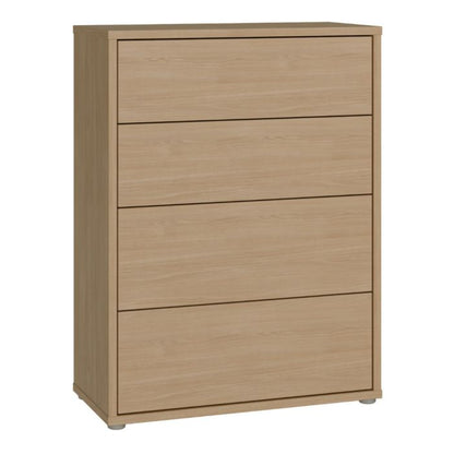 Alice Springs 4 Drawer Chest with Push-to-Open Drawers in Elegancia Oak and White