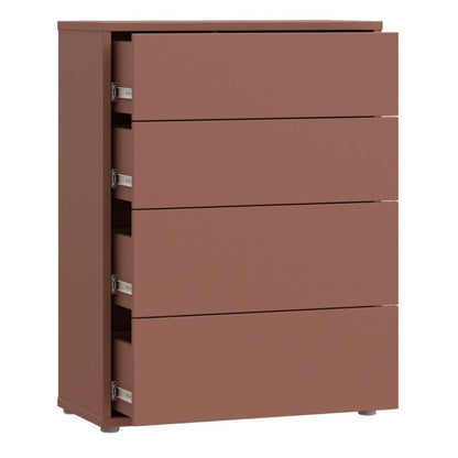 Alice Springs 4 Drawer Chest with Push-to-Open Drawers in Terracotta