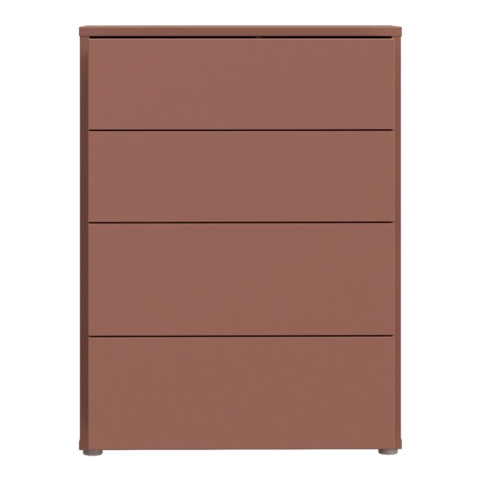 Alice Springs 4 Drawer Chest with Push-to-Open Drawers in Terracotta
